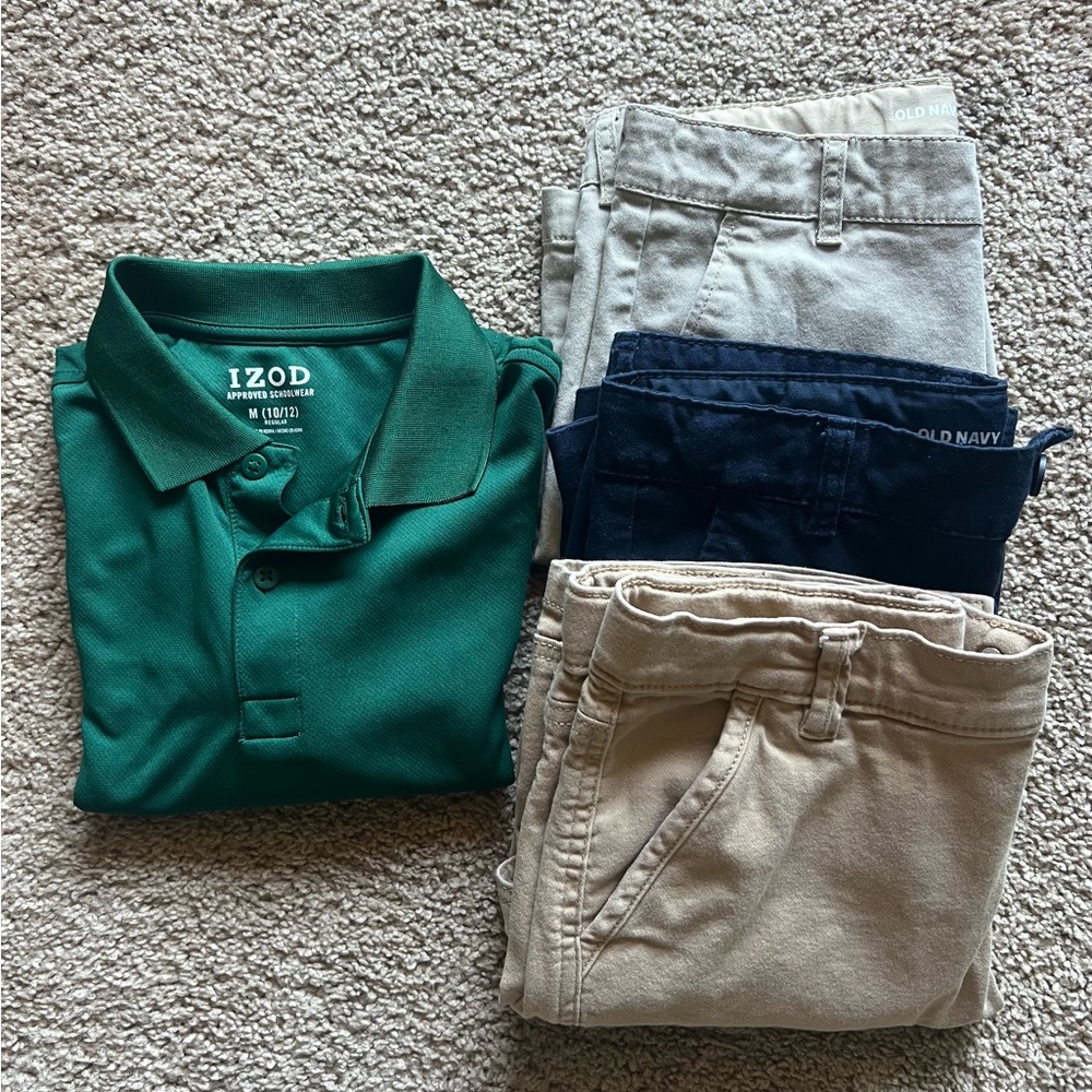 IZOD Green Polo Shirt and Old Navy Pants Set